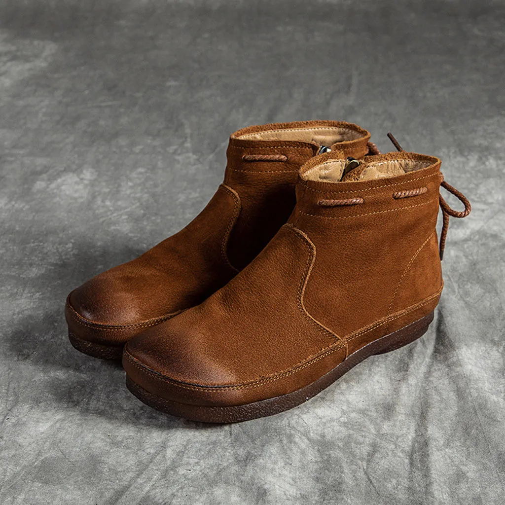 Winter Retro Leather Women's Shoes | Gift Shoes
