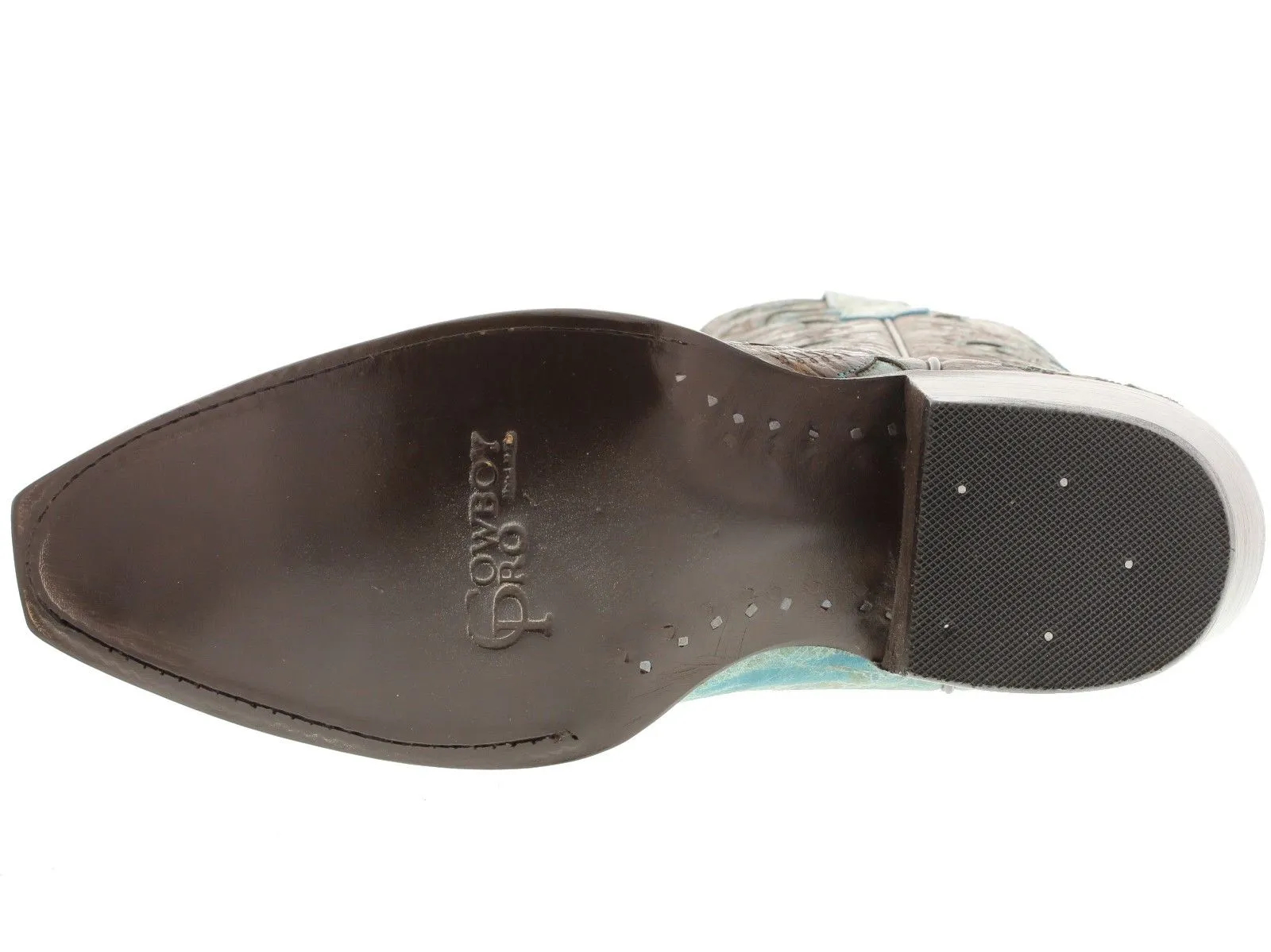 Womens 830 Turquoise Overlay Leather Cowboy Boots Snip Toe
