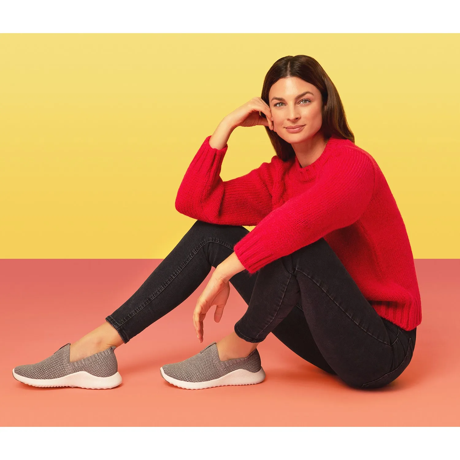 Women's Aetrex Angie Black Knit Fabric