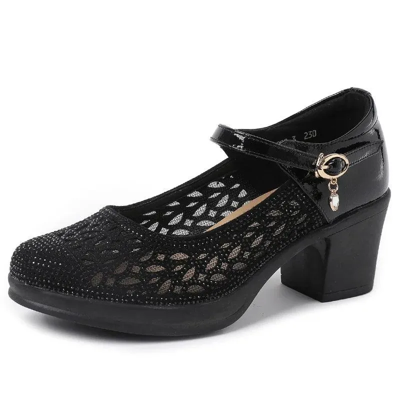 Women's Casual Shoes - Rhinestone High Heel Pumps - TSS132