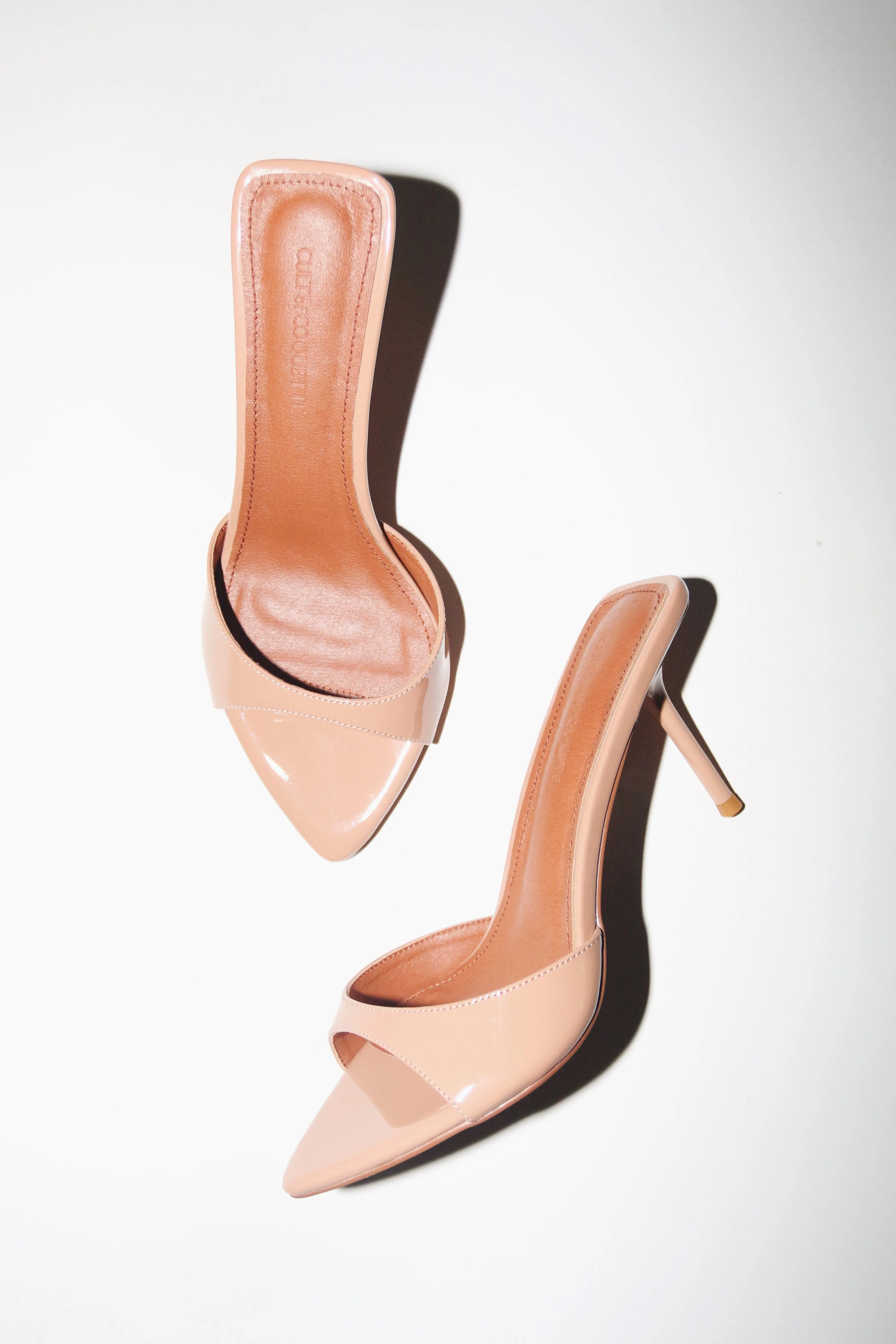 Zena Nude Patent Vegan Mules 80 mm